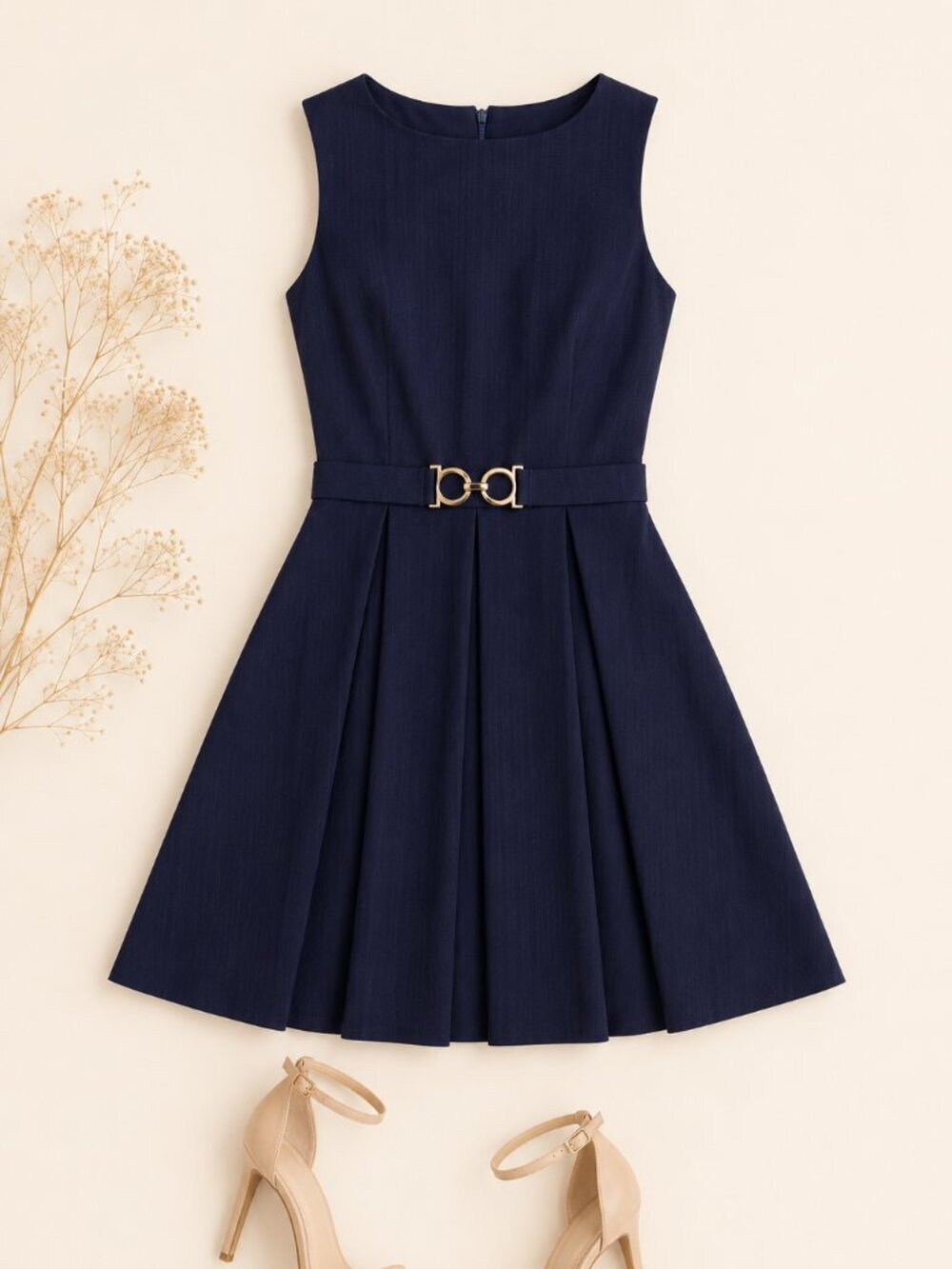 B Darlin Navy Belted Pleated Mini Dress 4 NWT Homecoming Cocktail Party - Picture 4 of 7